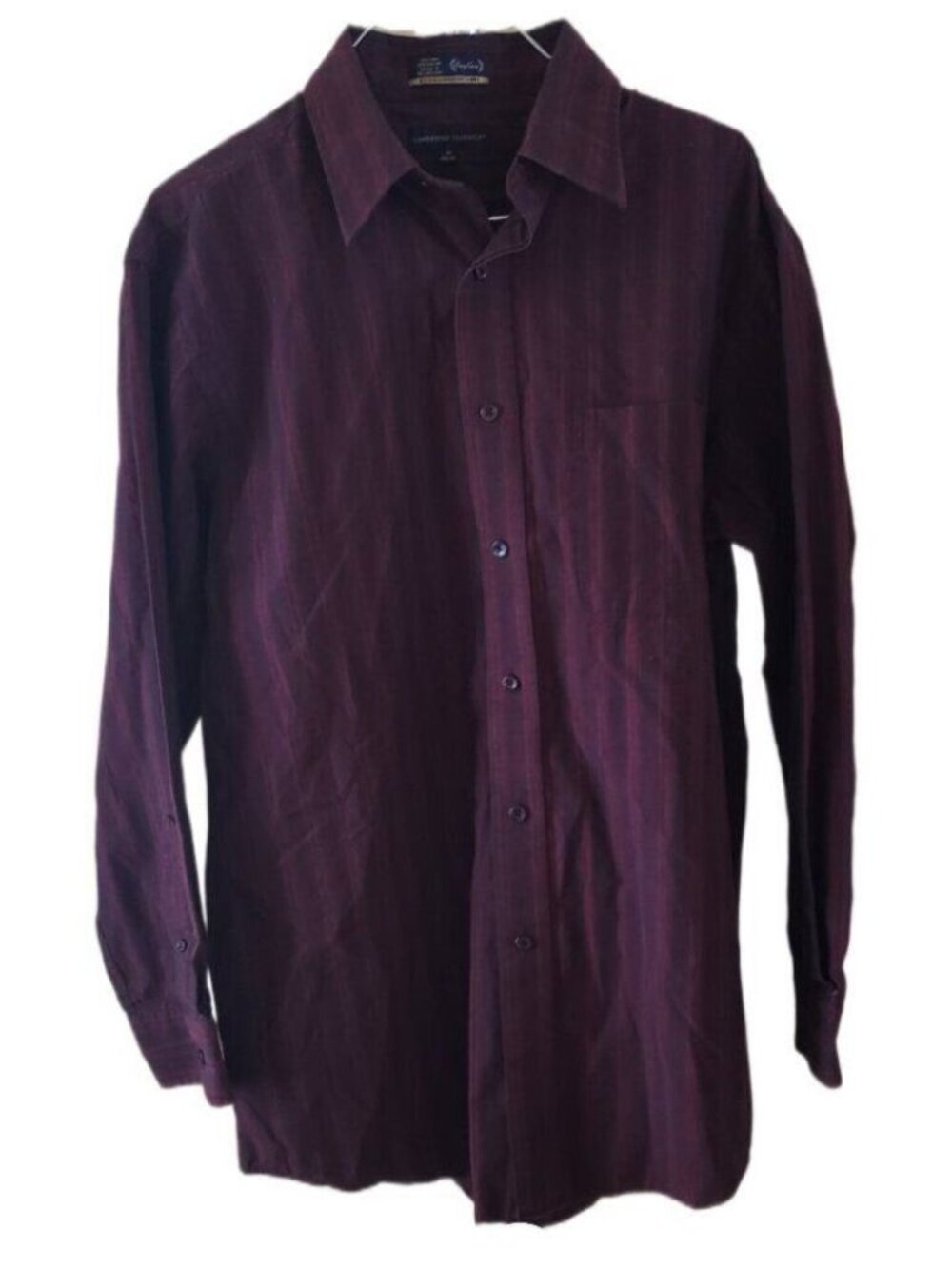 Cambridge Classics Men's Wrinkle Resistant Burgundy Long Sleeve Button Up Shirt